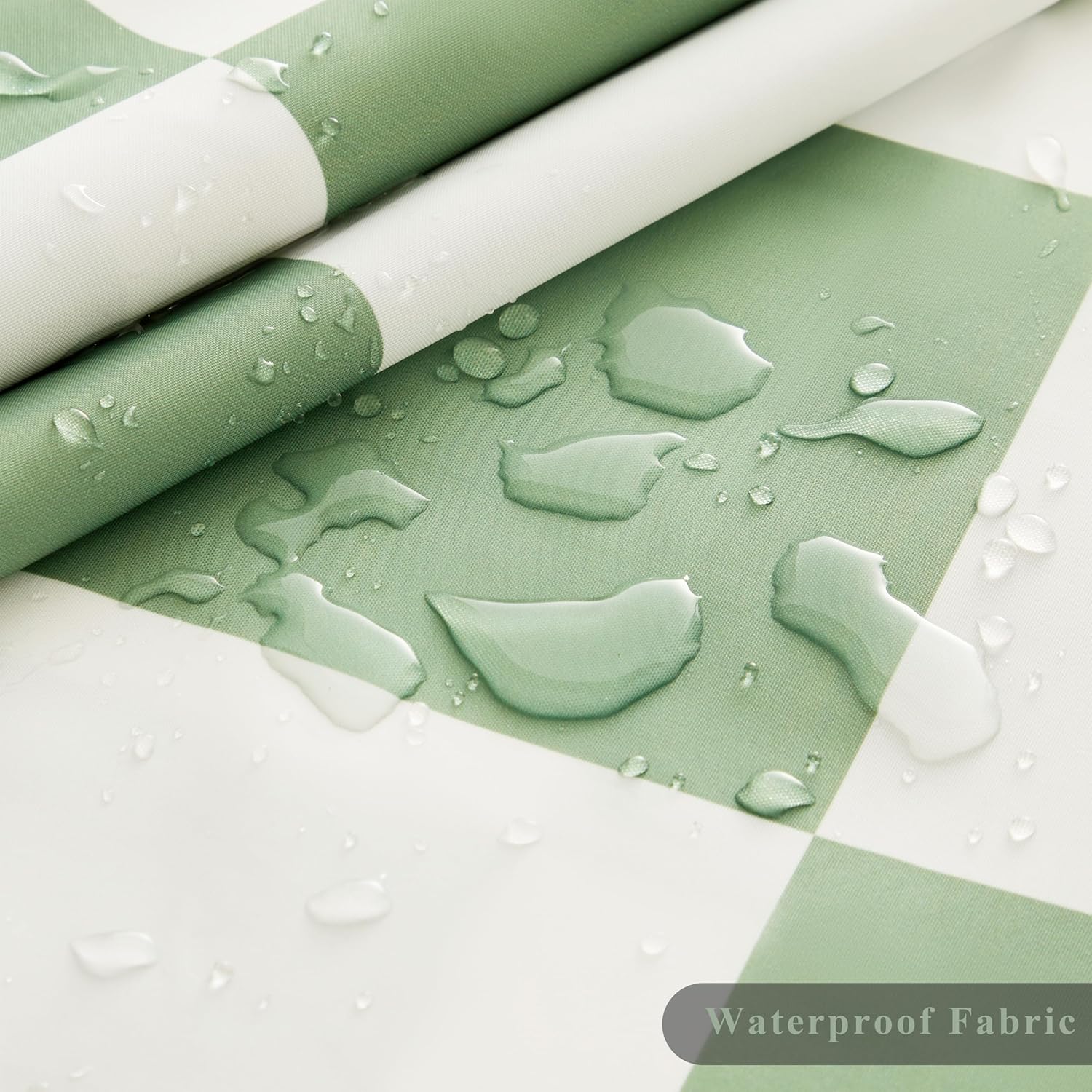 Checkered Shower Curtain, Sage Green Shower Curtains for Bathroom, Cute Retro Checkboard Shower Curtain Vintage Aesthetic, Washable Fabric Bath Curtain 72''x72''